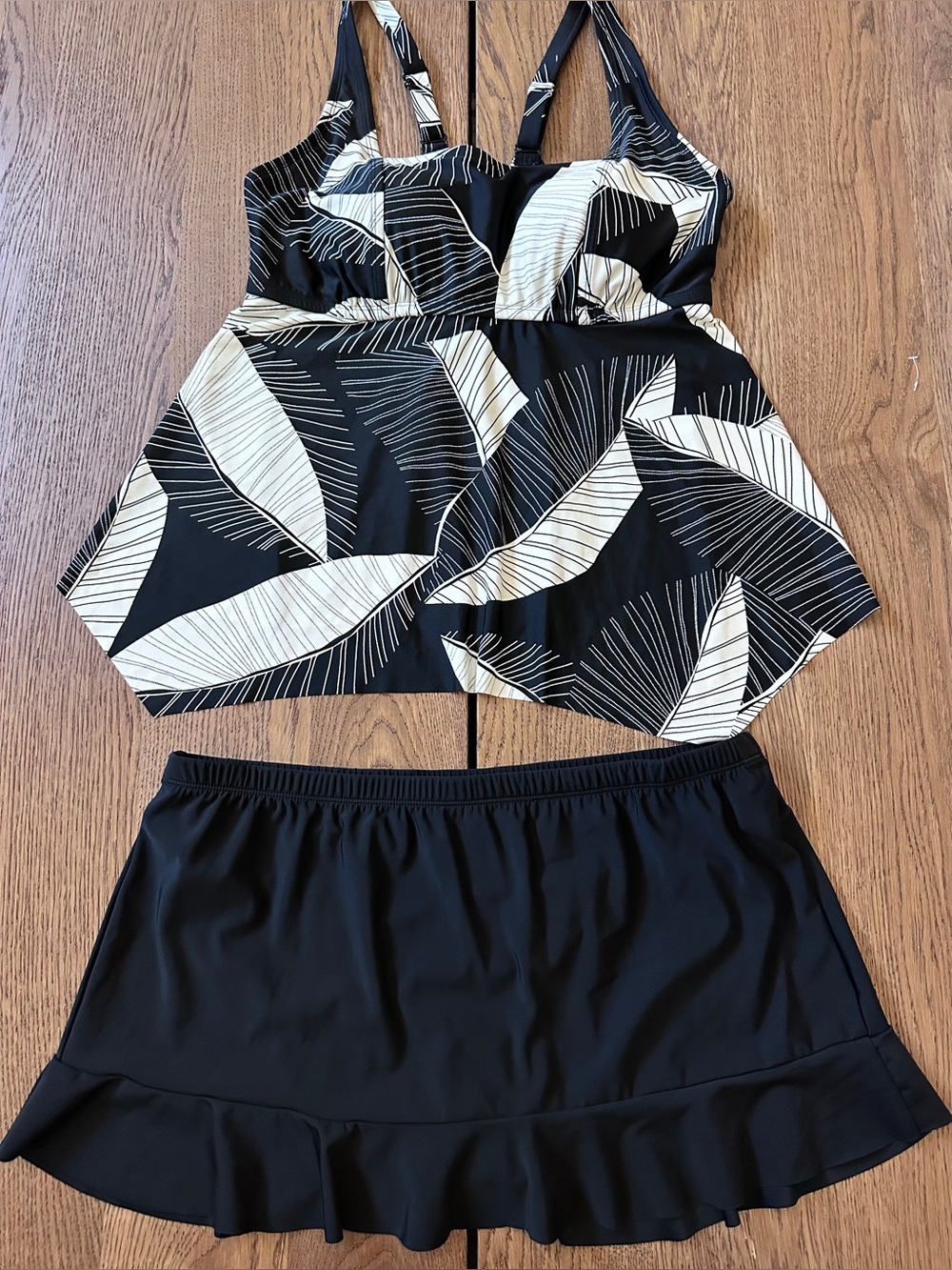 Kona Sol Tankini Top & Aqua Green & Ruffle Skirted Swimsuit Bottom Size 16 & XL